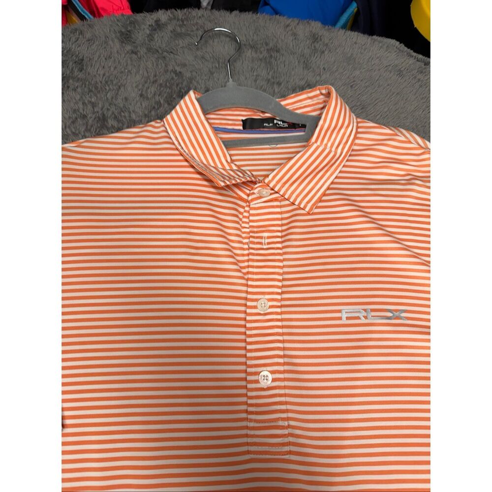 RLX Ralph Lauren orange and white striped polo shirt in excellent shape! Men’s X